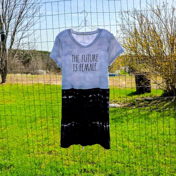 Upcycled The Future is Female Tee Dress M L - Picture 2 of 10